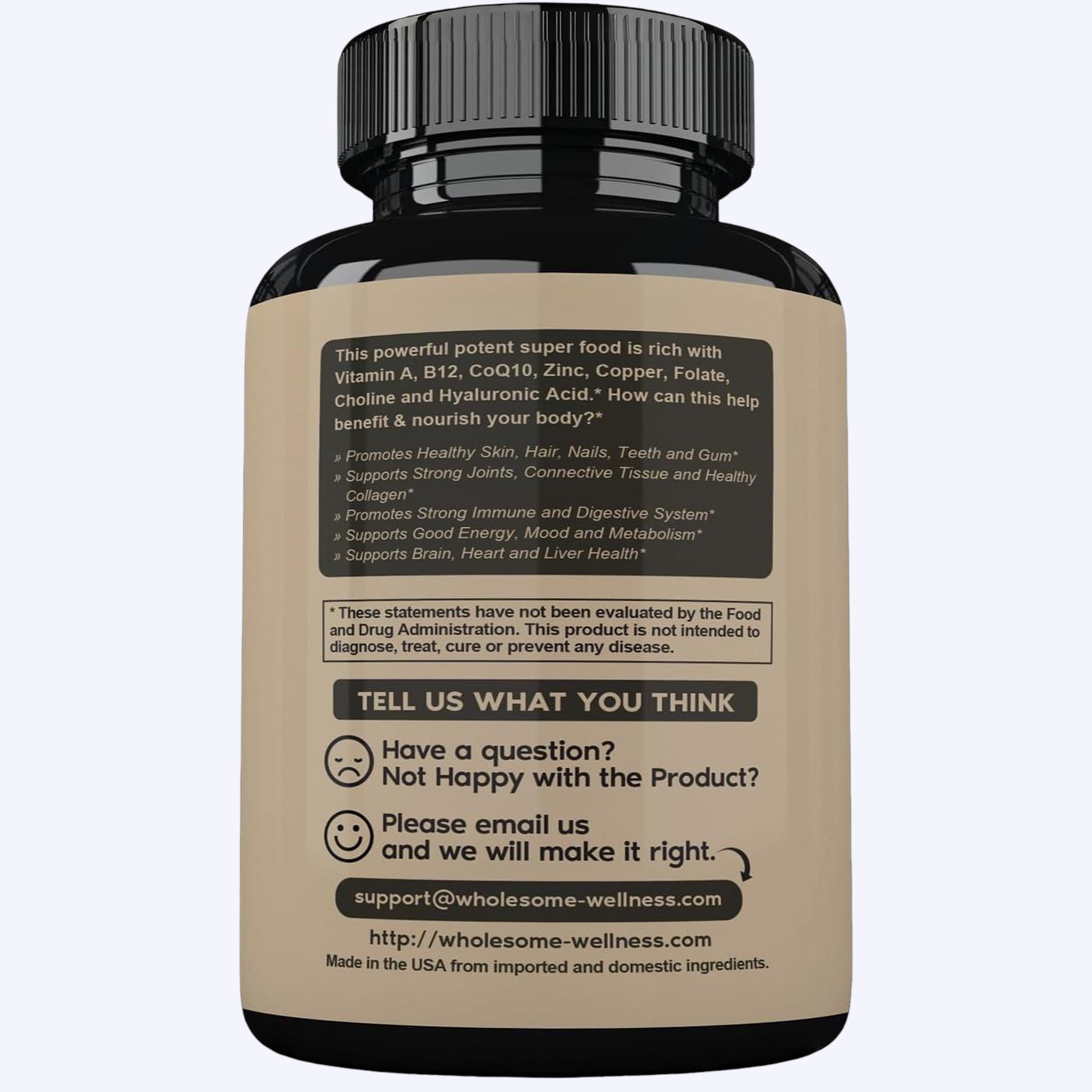Grass Fed Desiccated Beef Liver Capsules - Natural Iron, Vitamin A, B12 for Energy