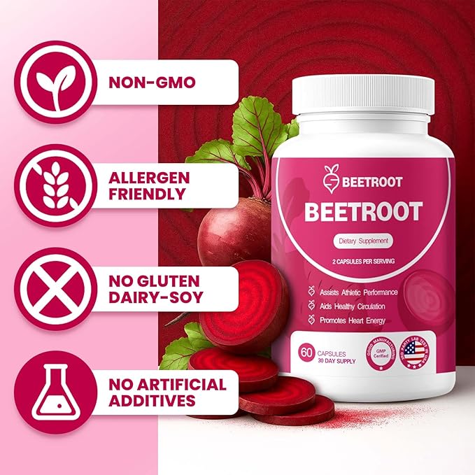 Beetroot Capsules – 1300mg Non-GMO Beet Root Powder Supplement