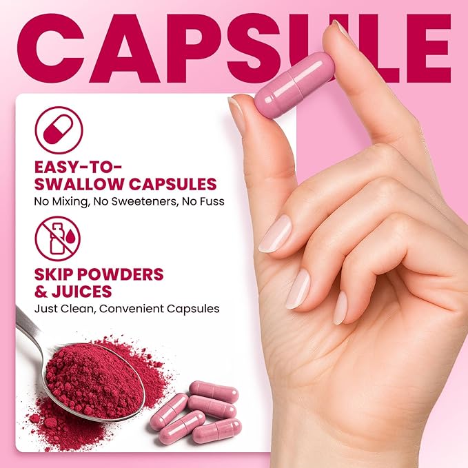 Beetroot Capsules – 1300mg Non-GMO Beet Root Powder Supplement