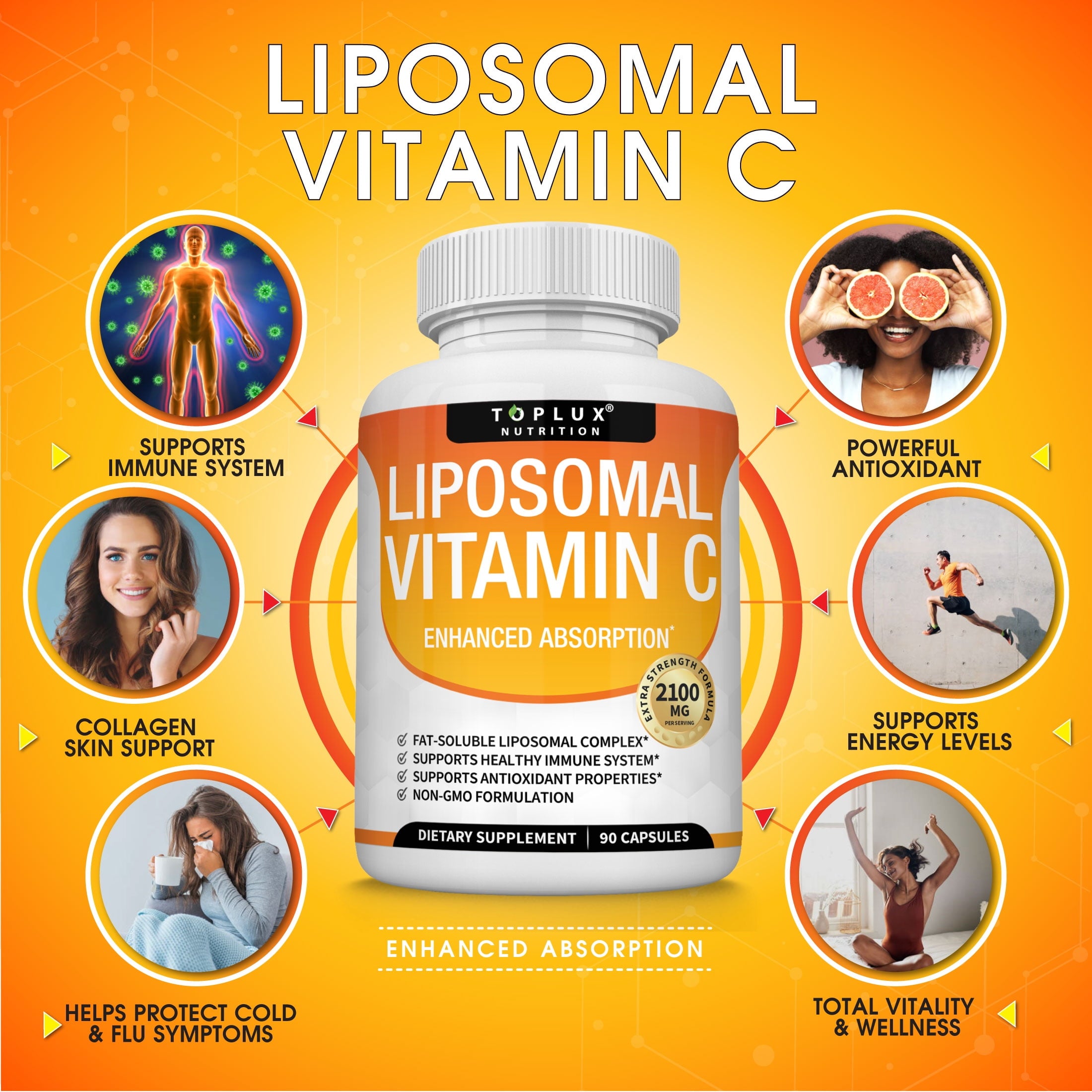 Liposomal Vitamin C 2100mg High Absorption Fat Soluble