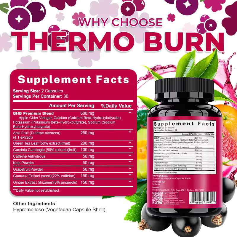BHB Dietary Capsules With BHB Premium Blend,Acai Fruit,Green Tea Leaf