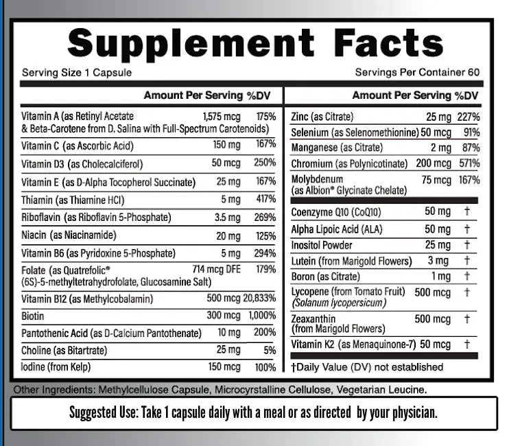 Methylated Multivitamin for Adults - 60 Capsules, CoQ10, Active B12, L-Methylfolate, Essential Vitamins & Minerals for Optimal Health & Performance