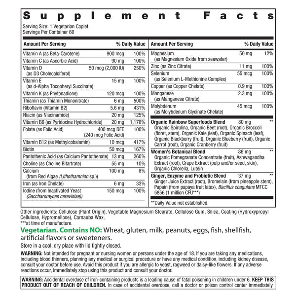 Rainbow Light Women's Multivitamin – With Ashwagandha, Lutein & Probiotics – Real Food Nutrients