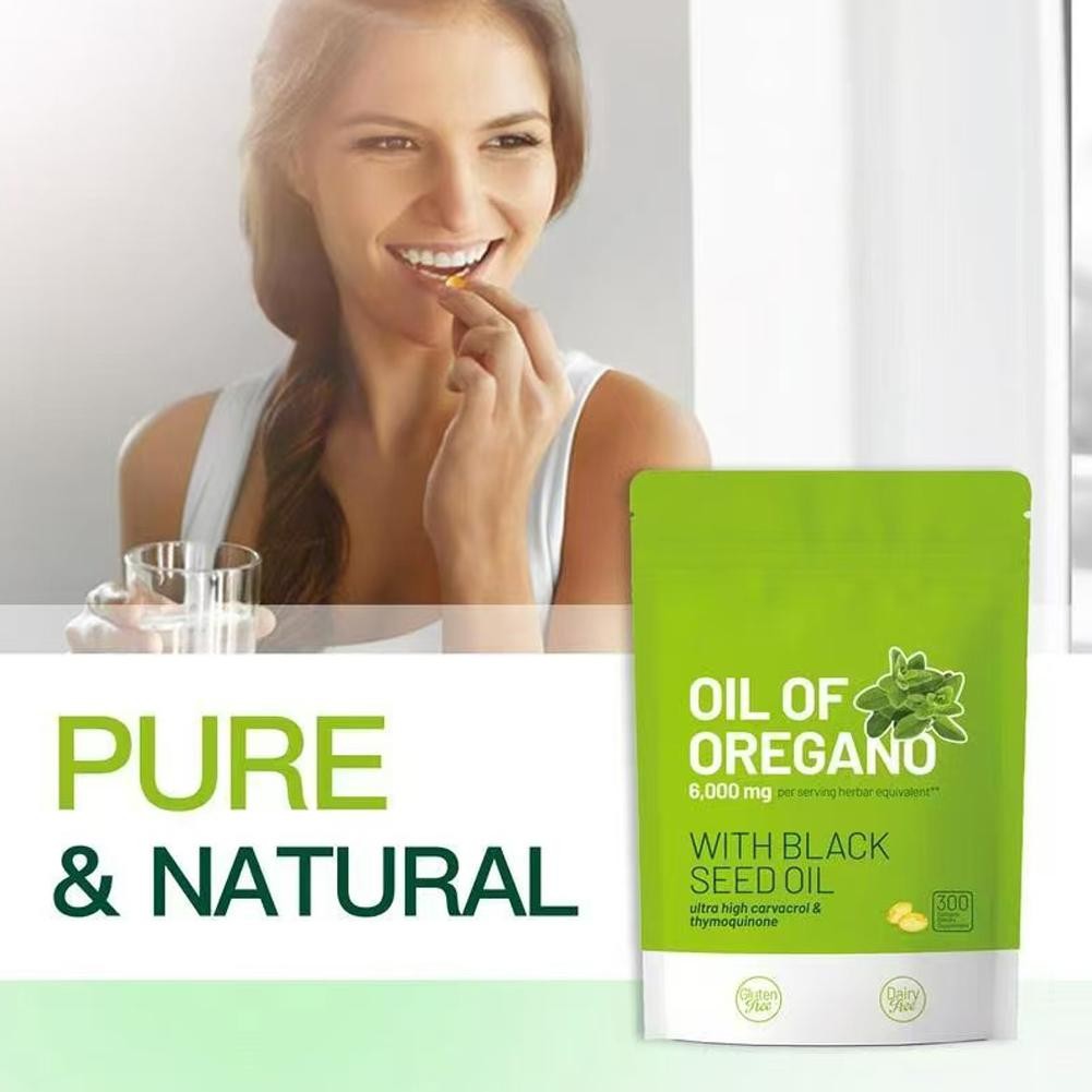 Oil of Oregano 6000mg 300 Softgels Capsules Black Seed Oil Anti Oxidant Health