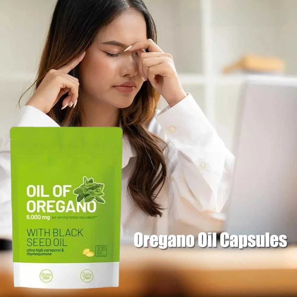 Oil of Oregano 6000mg 300 Softgels Capsules Black Seed Oil Anti Oxidant Health