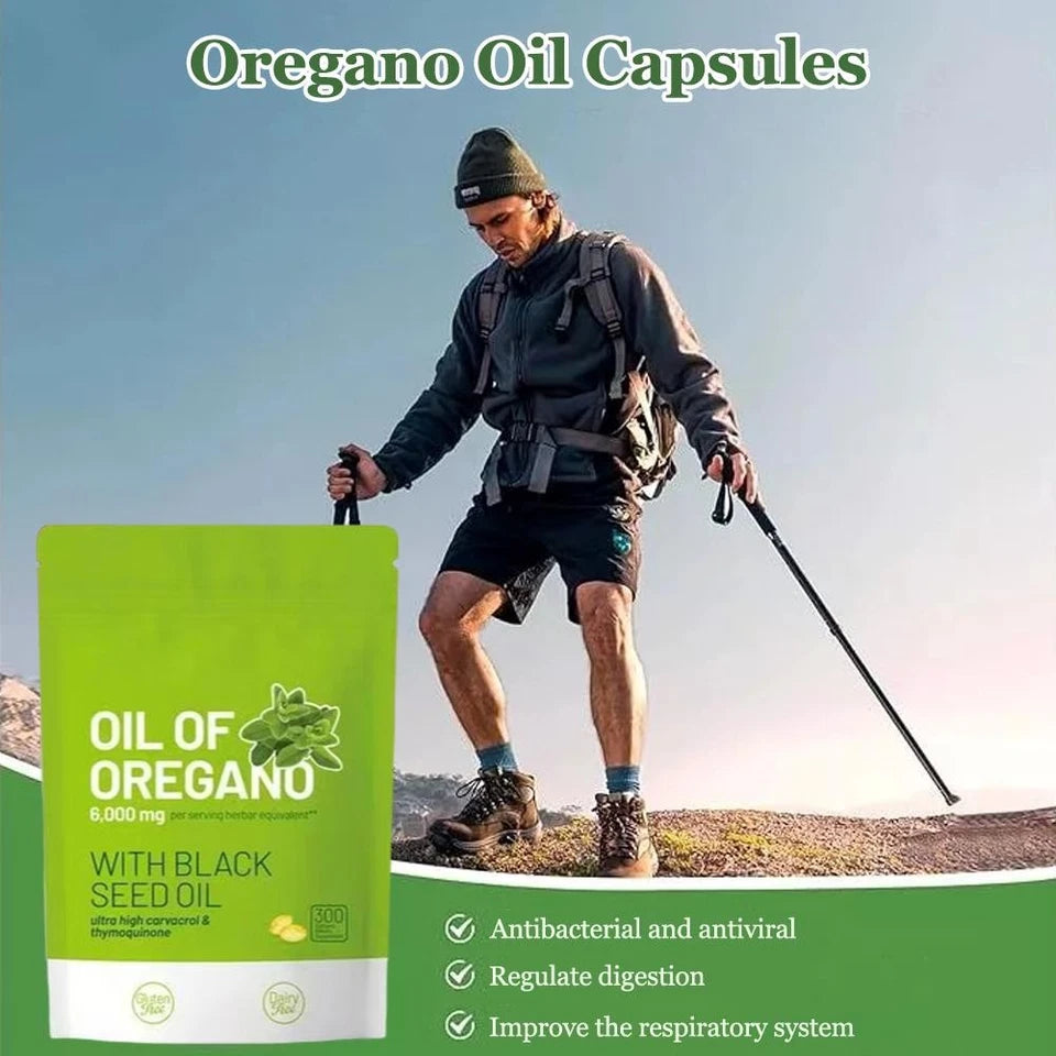 Oil of Oregano 6000mg 300 Softgels Capsules Black Seed Oil Anti Oxidant Health