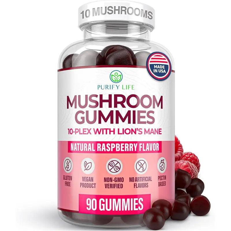 Mushroom Gummies Supplement for Energy, Focus, & Gut Health - Made in USA & 3rd Party Tested