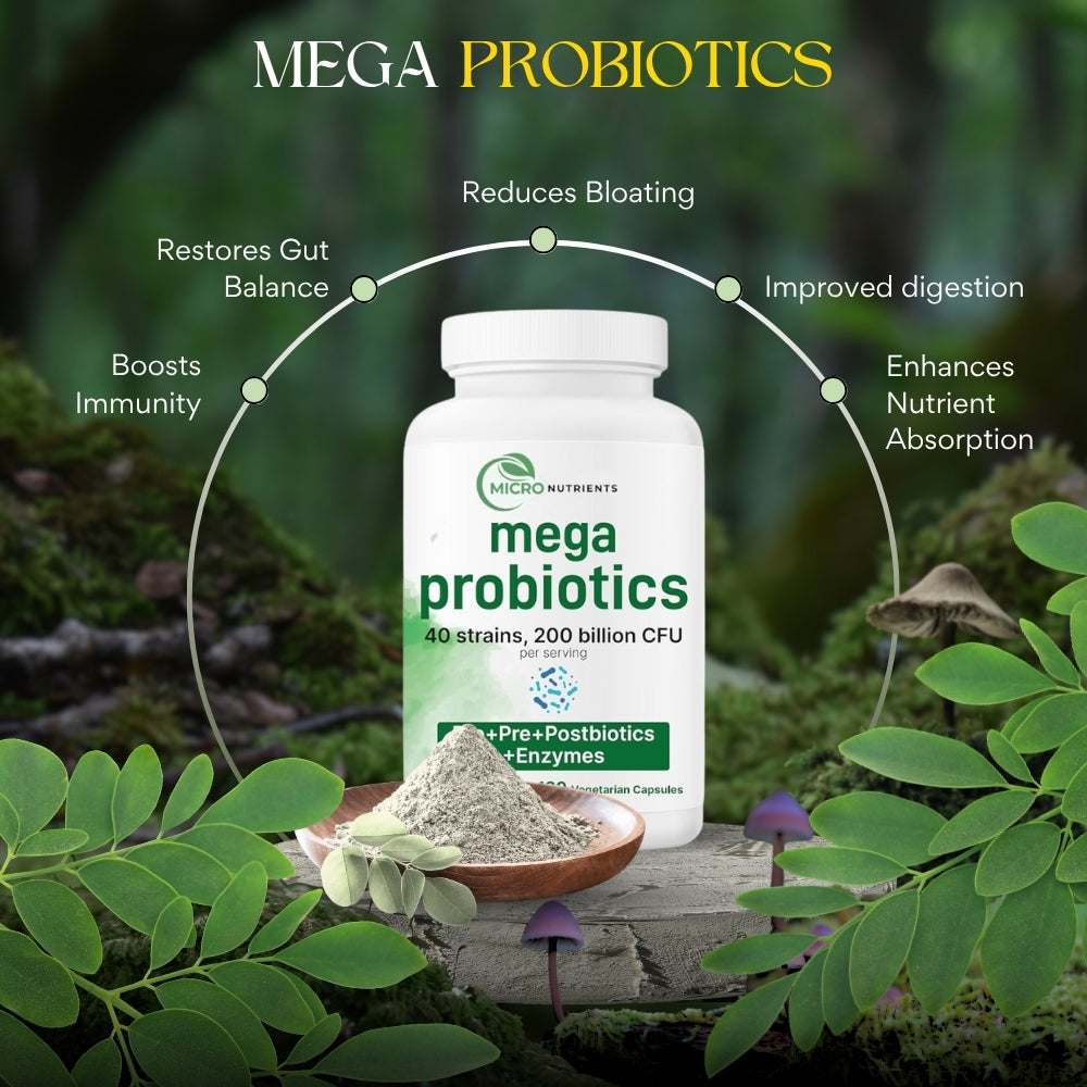 Mega Probiotics 200 Billion CFU, 40 Strains with Prebiotics & Probiotics Blend