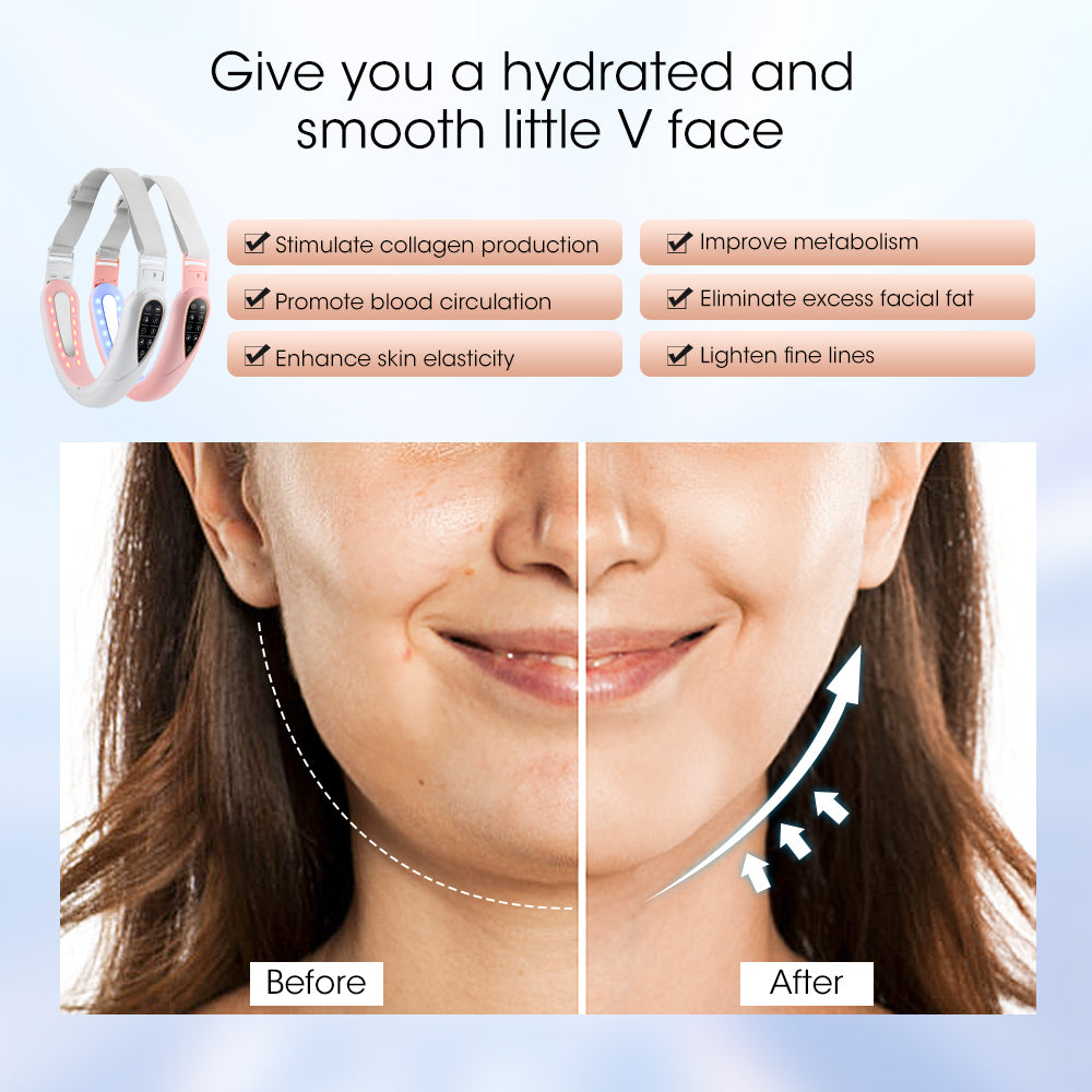 Upgraded V Face Lifting & Firming Belt – Hot Compress Double Chin Reducer
