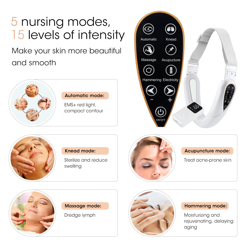 Upgraded V Face Lifting & Firming Belt – Hot Compress Double Chin Reducer