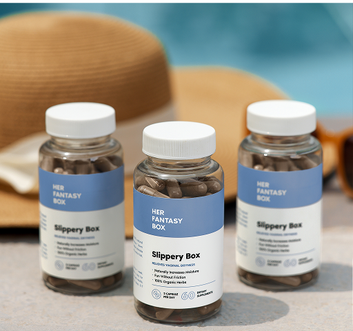 Her Fantasy Box, Slippery Box - Slippery Elm Bark Vaginal Moisturizer Capsule