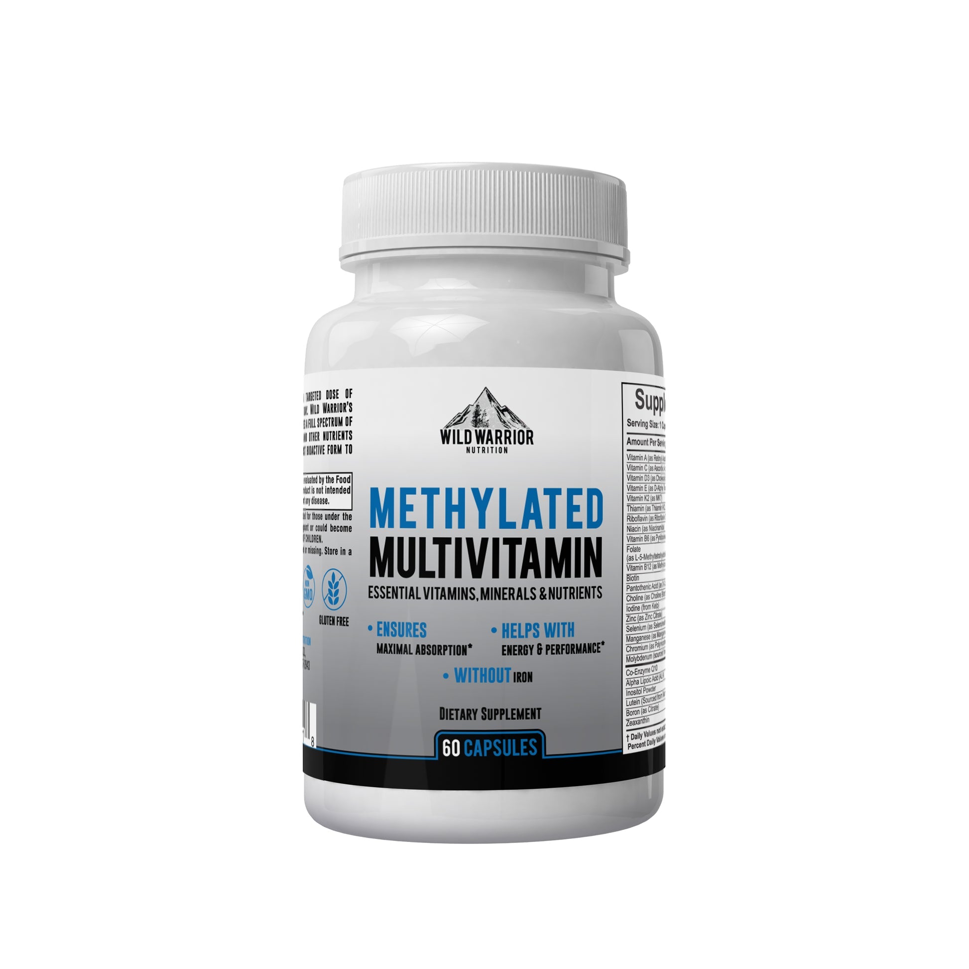 Methylated Multivitamin for Adults - 60 Capsules, CoQ10, Active B12, L-Methylfolate, Essential Vitamins & Minerals for Optimal Health & Performance