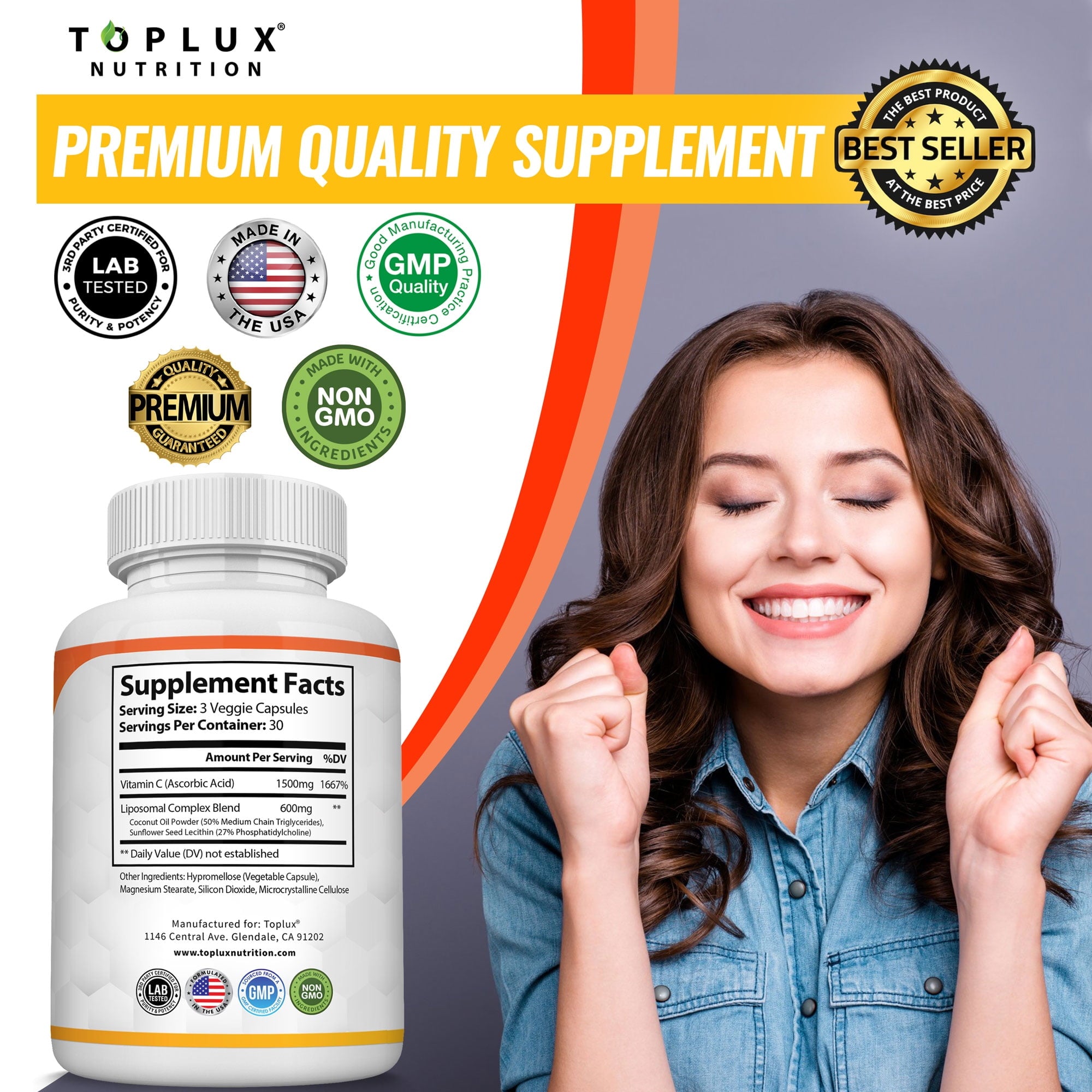 Liposomal Vitamin C 2100mg High Absorption Fat Soluble