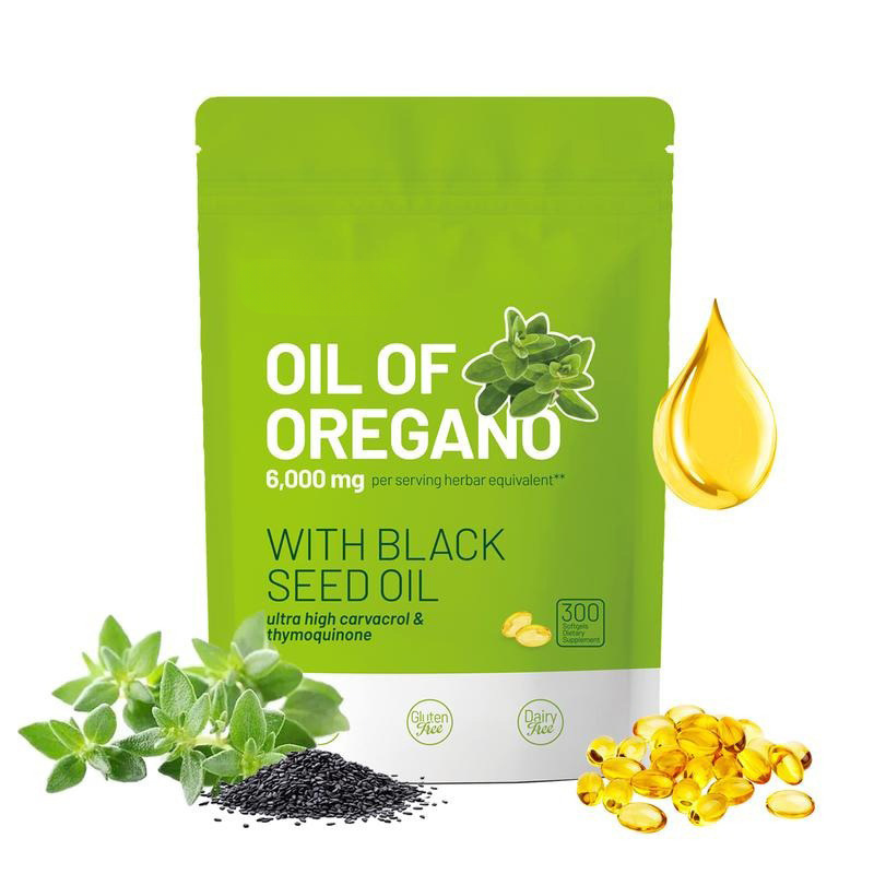 Oil of Oregano 6000mg 300 Softgels Capsules Black Seed Oil Anti Oxidant Health