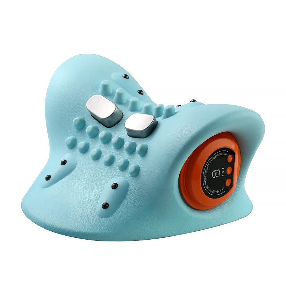Electric Neck Massager Cervical Pillow EMS Traction Heating Vibration Massage