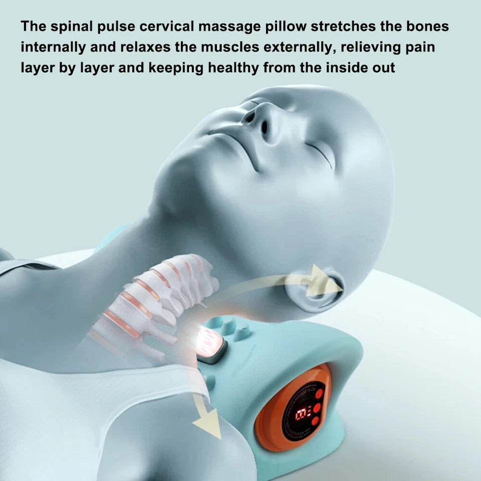 Electric Neck Massager Cervical Pillow EMS Traction Heating Vibration Massage